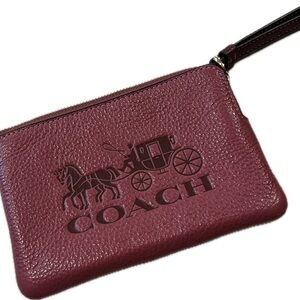 Coach Maroon Leather Wristlet